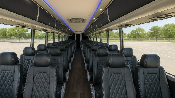 Interior of Charter Bus Company Seattle's 50 Passenger Charter Bus in Seattle