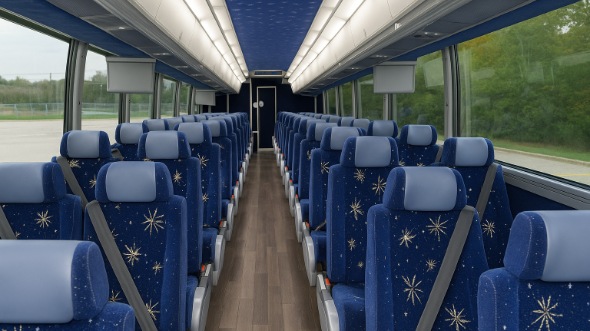 Interior of Charter Bus Company Seattle's 54 Passenger Charter Bus in Seattle