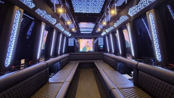 Interior of Charter Bus Company Seattle's Party Bus in Seattle